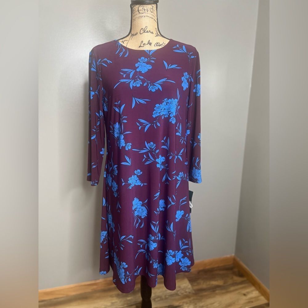 Lauren Ralph Lauren floral dress swing‎ shift style artsy business casual office